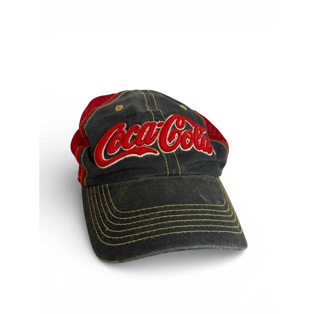 Coca-Cola Distressed Trucker Hat Red Mesh Snapback Retro Soda Cap